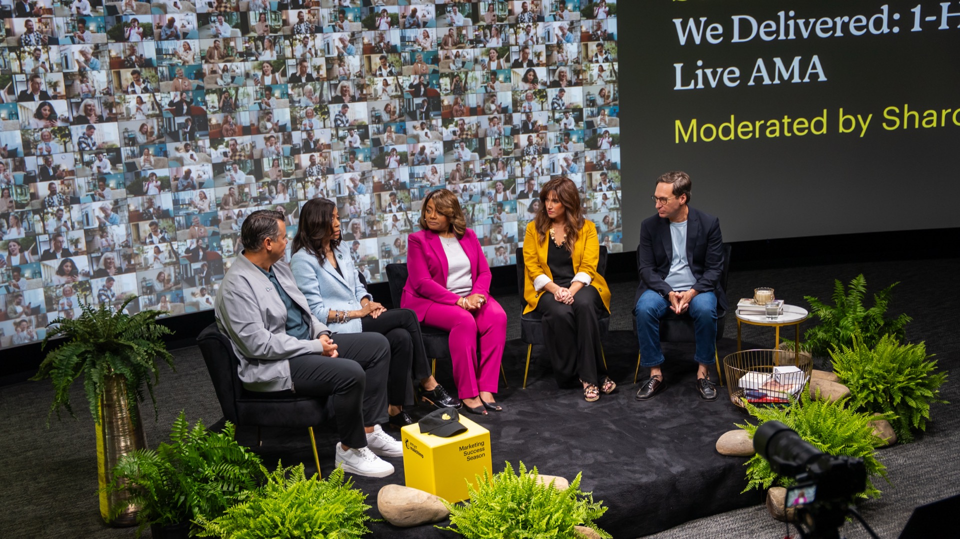 Adam Vasallo, Libby Saylor Wright, Sharon Harris, Aubriana Alvarez Lopez, and Daniel Caplin participating in the Marketing Success Season 2026 live AMA.